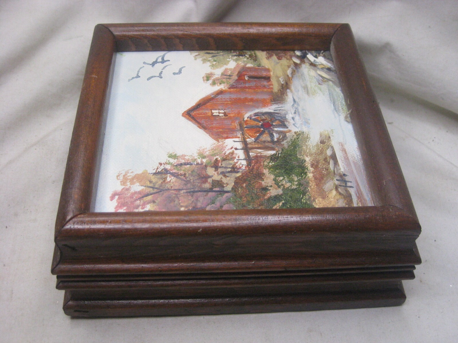 original painting framed decor art deep wood frame Hesselgrave 6.25″ x 2.25