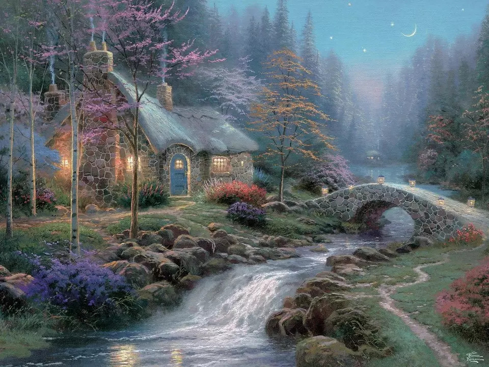 Thomas Kinkade Twilight Cottage 16×20 A/P Limited Edition ~~ RARE