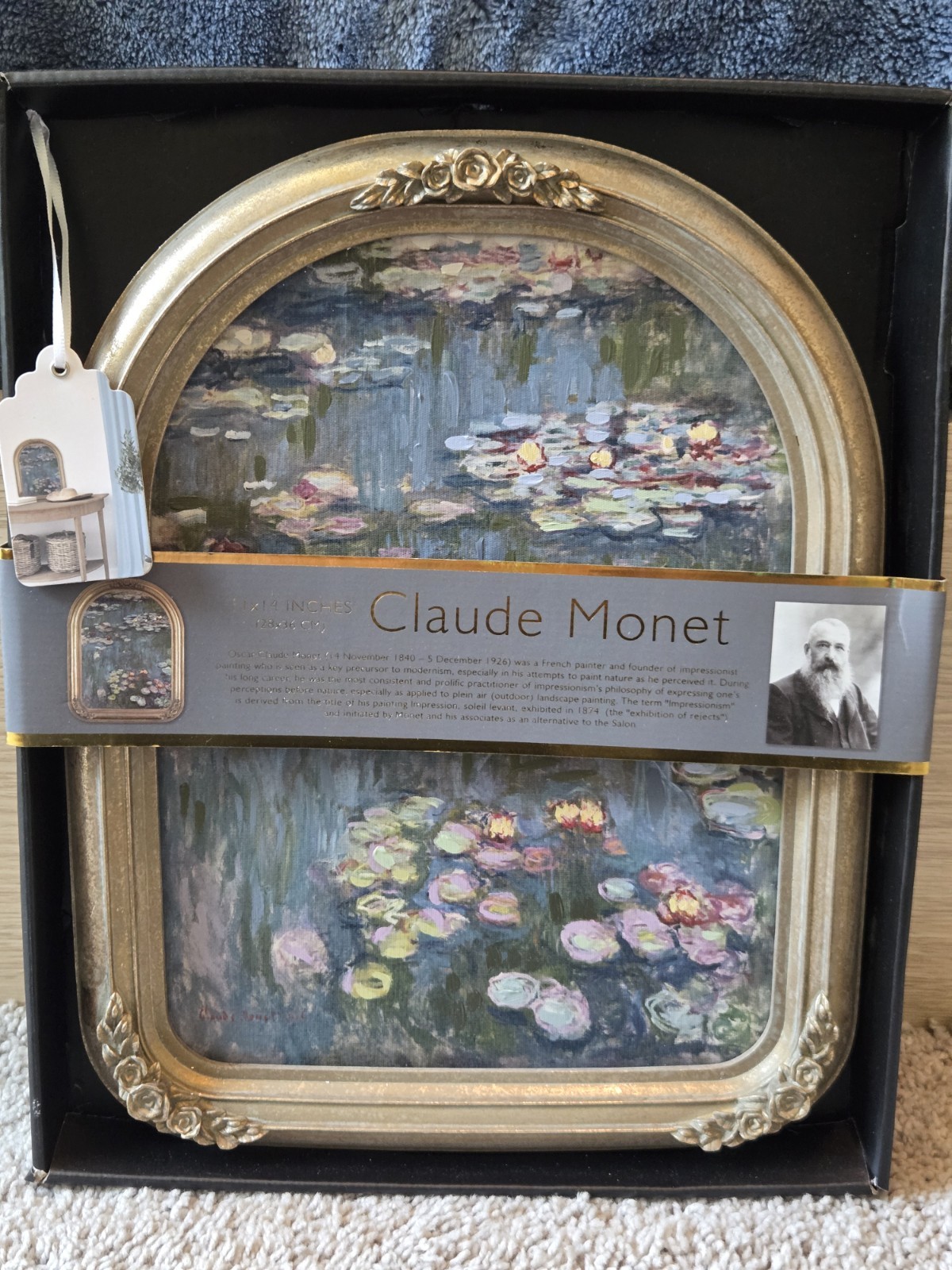 Monet “Water Lilies” 1904 Oil Framed Wall Art Print Canvas 11”x14″ Reproduction