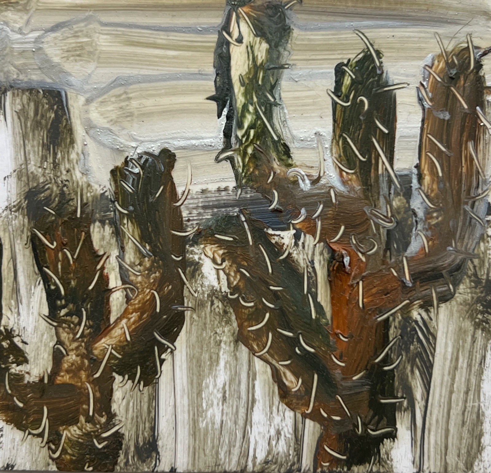 Cactus Desert Painting California Neutral Tone Interior Wall Art Contemporary 4”
