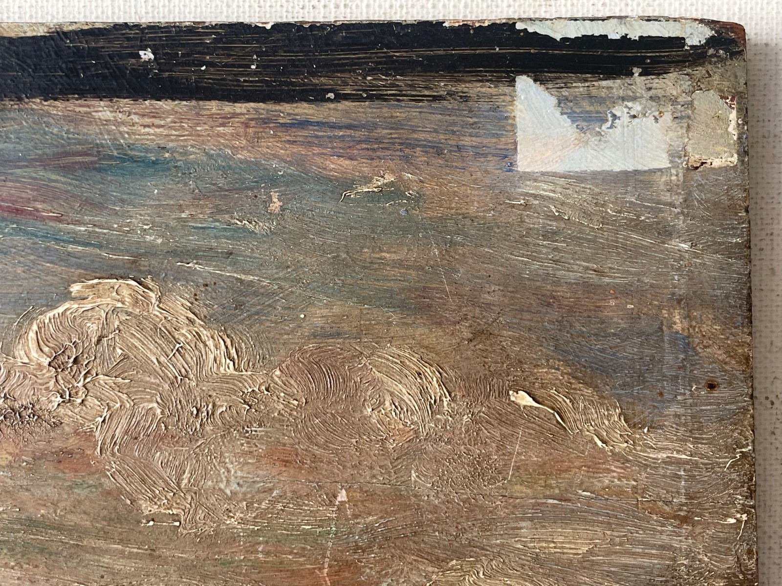 Early 20th French Impressionism – Antique Oil Painting – Study Stormy Landscape