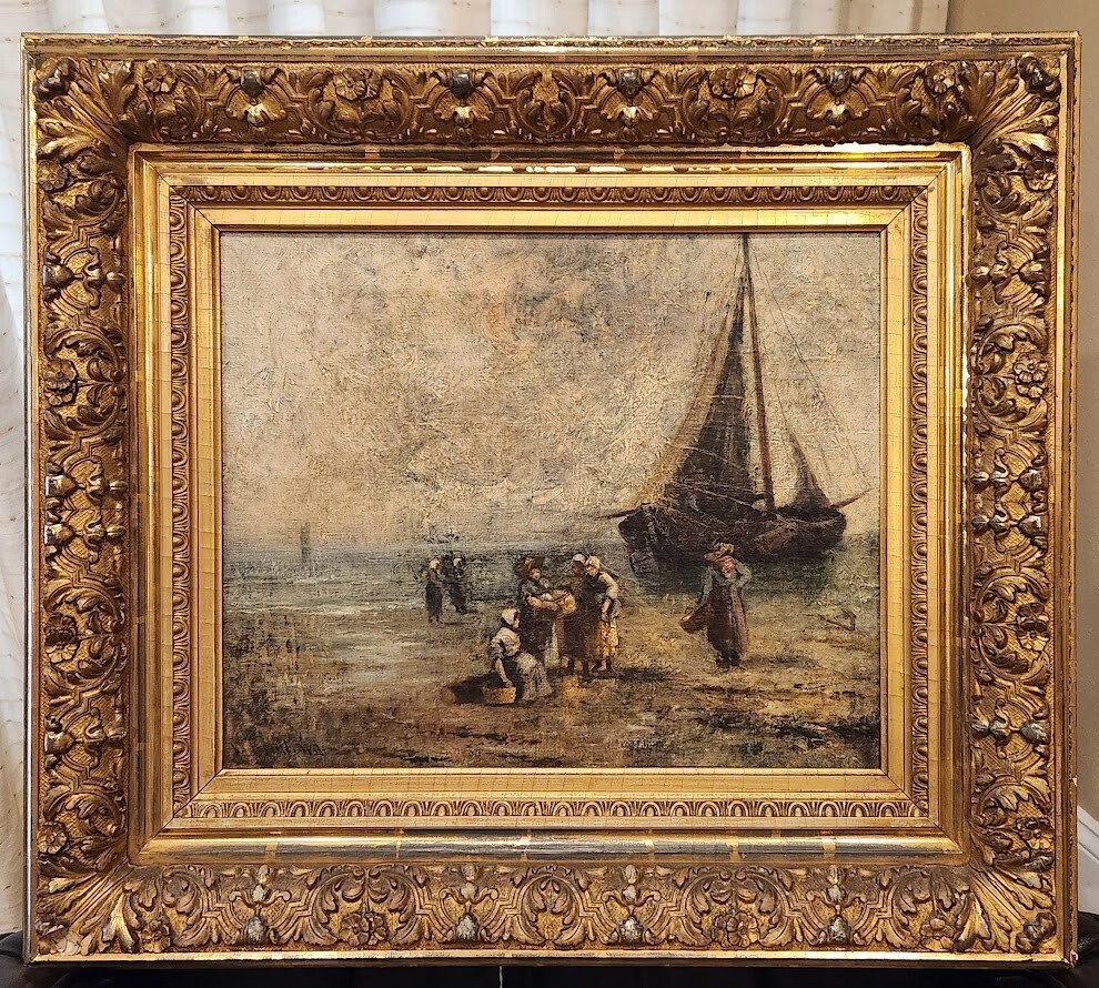 William Henry Hilliard (1836-1905) – 1860s Oil Painting – Bringing in the Catch