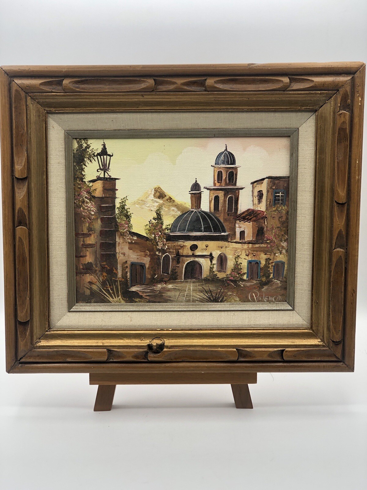 Spanish Villa Courtyard Painting by Palencia Original Framing
