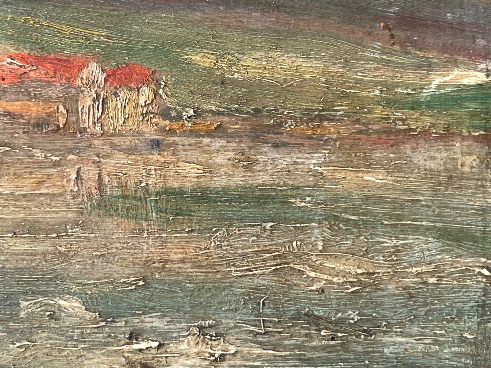 Early 20th French Impressionism – Antique Oil Painting – Study Stormy Landscape