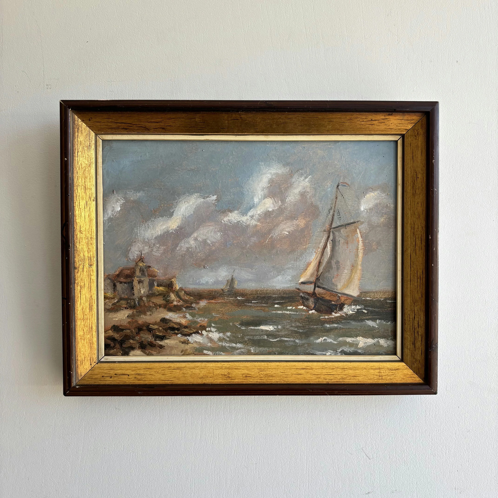 Original Seascape Oil Painting “Sailing Boat” Elegant Dutch Art