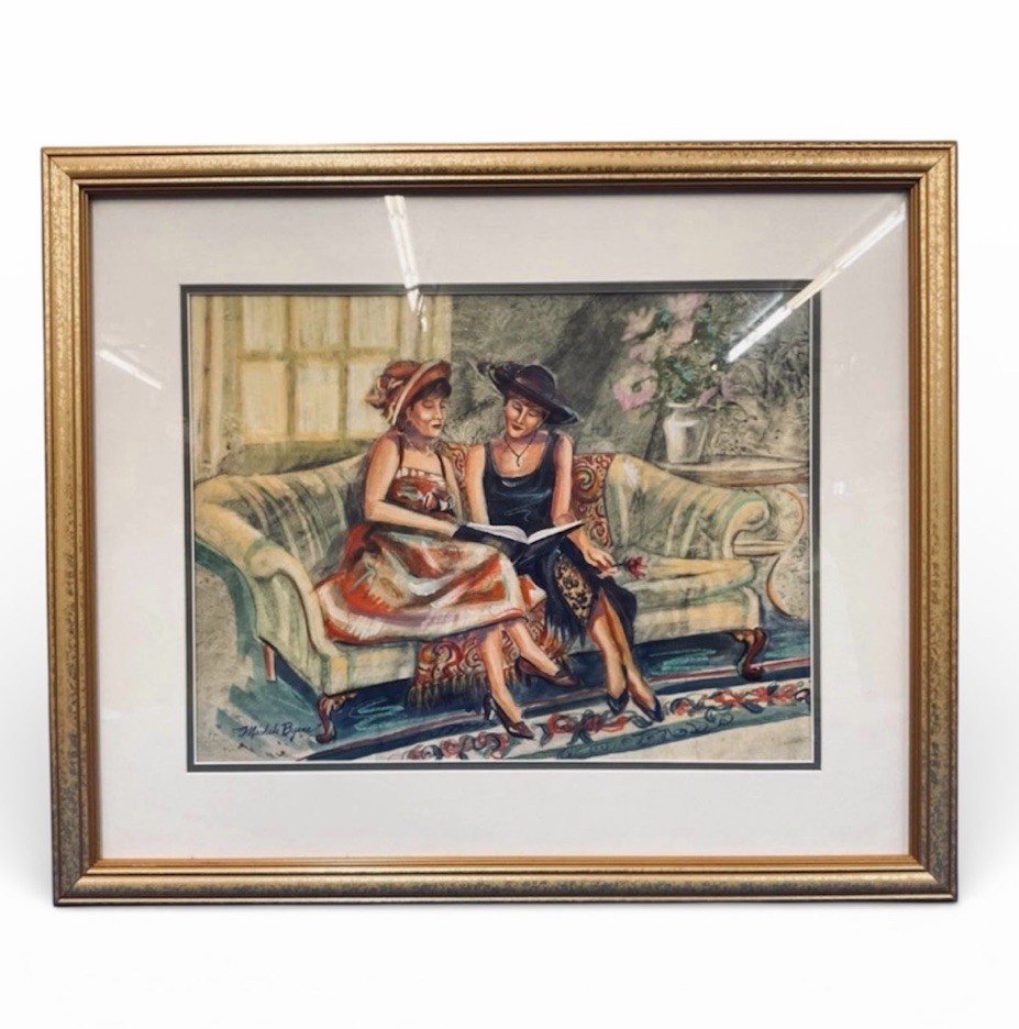 1985 Listed Michele Byrne Signed Painting Acrylic & Oil Pastel Framed