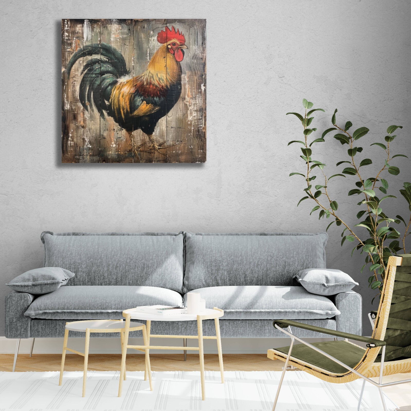 Rooster Painting, Farm Animals Artwork, Chicken Painting Rustic Farmhouse Print