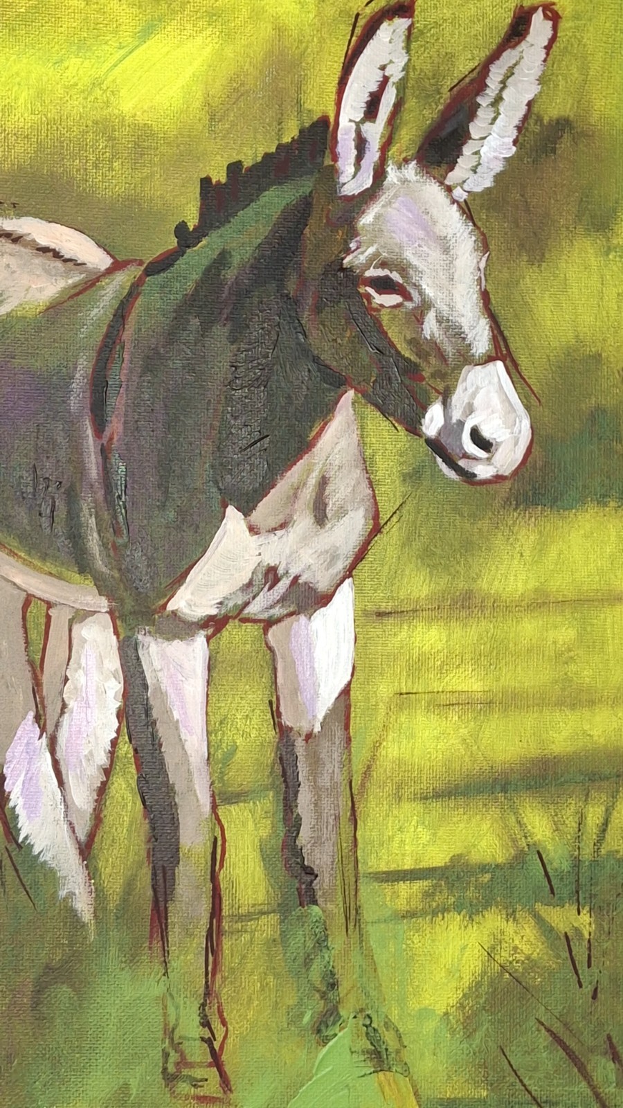 Original Donkey Painting Unfinished Style Animal Art Painted On Canvas Wall Art