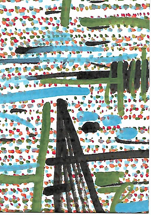 ACEO ATC CARD “Cartography 2” REASOR Original Abstract Painting 2.5×3.5