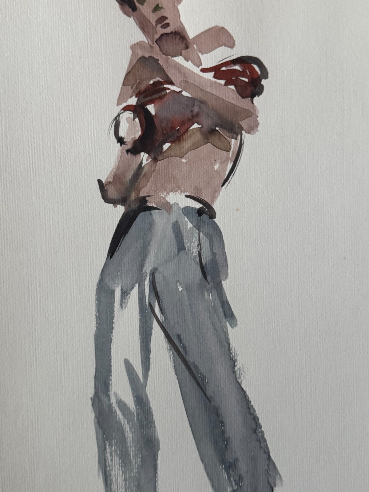 VTG 1950’s MCM Watercolor Painting Male Mens Fashion Gay Int 17 x 12