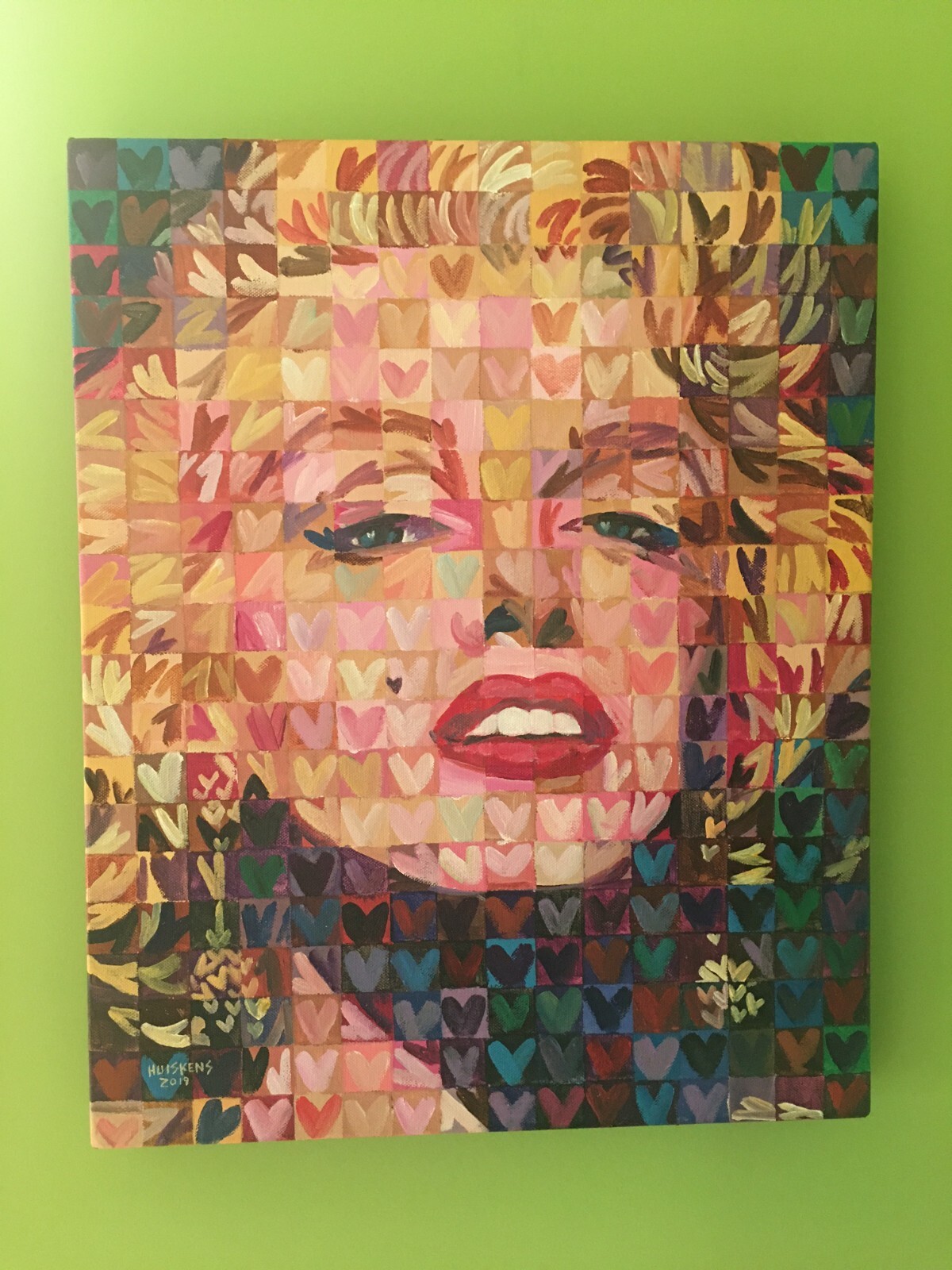 RANDAL HUISKENS,MARILYN MONROE,ORIGINAL,HOMAGE TO ANDY WARHOL & CHUCK CLOSE,WOW!
