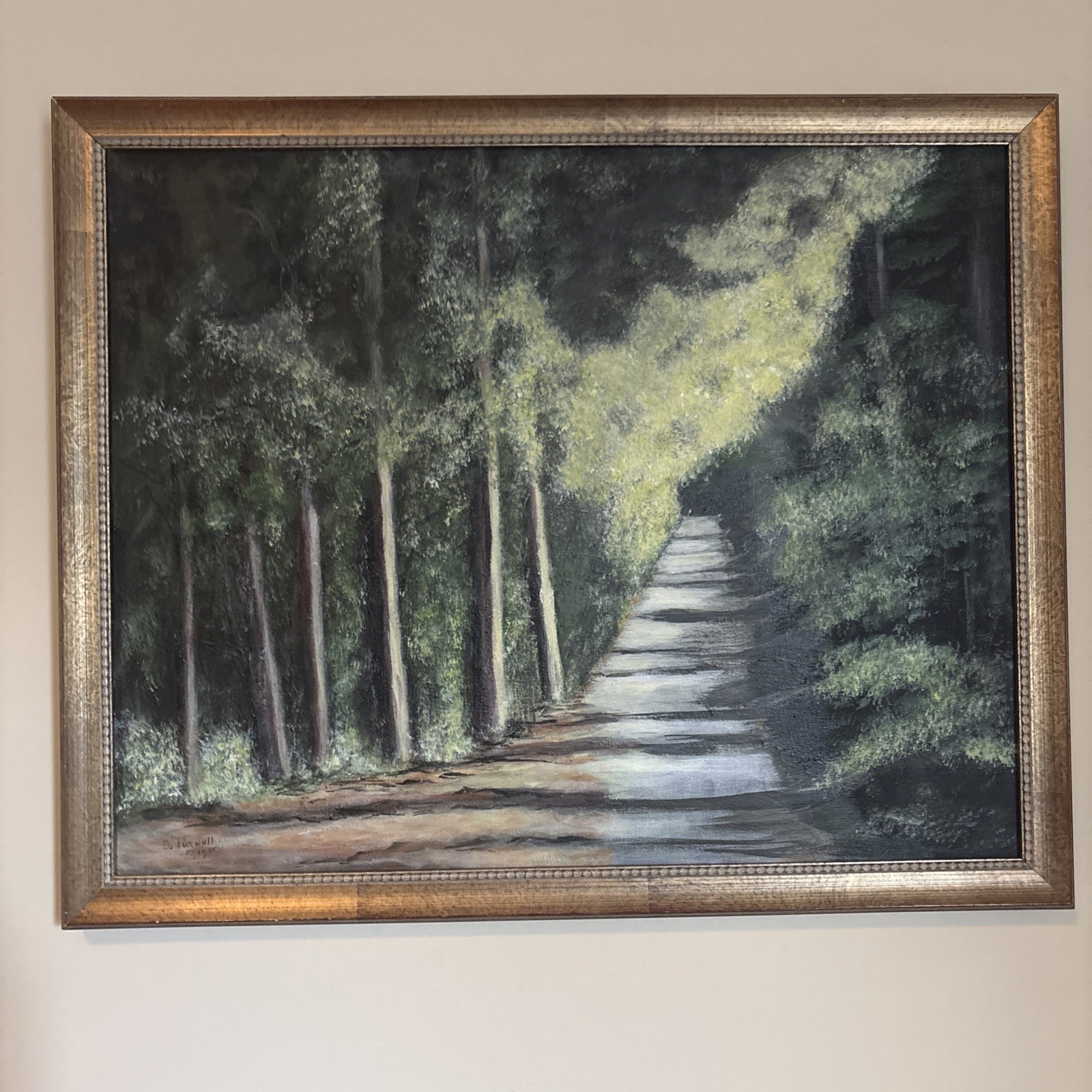 Forest Landscape Shadowy Road OOC 16×20 Great Frame