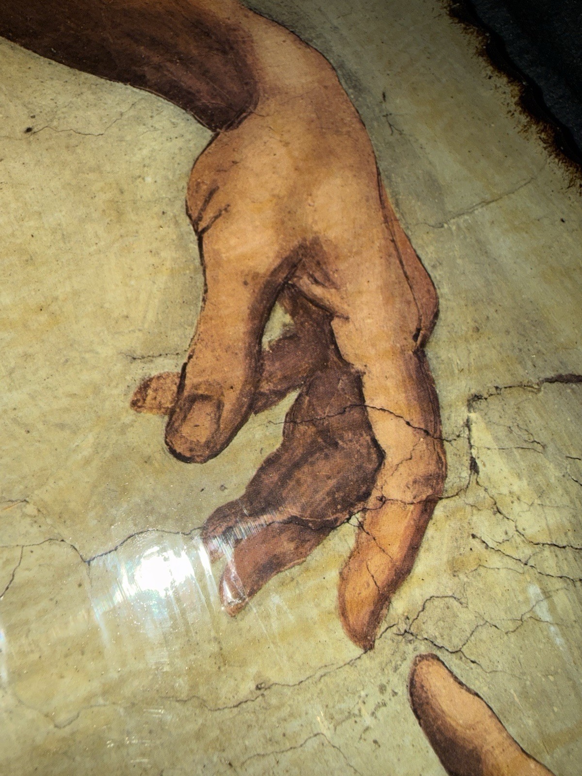 Creation Of Adam painting 15×7.5x.5” BurntWood Replication By Michelangelo Italy