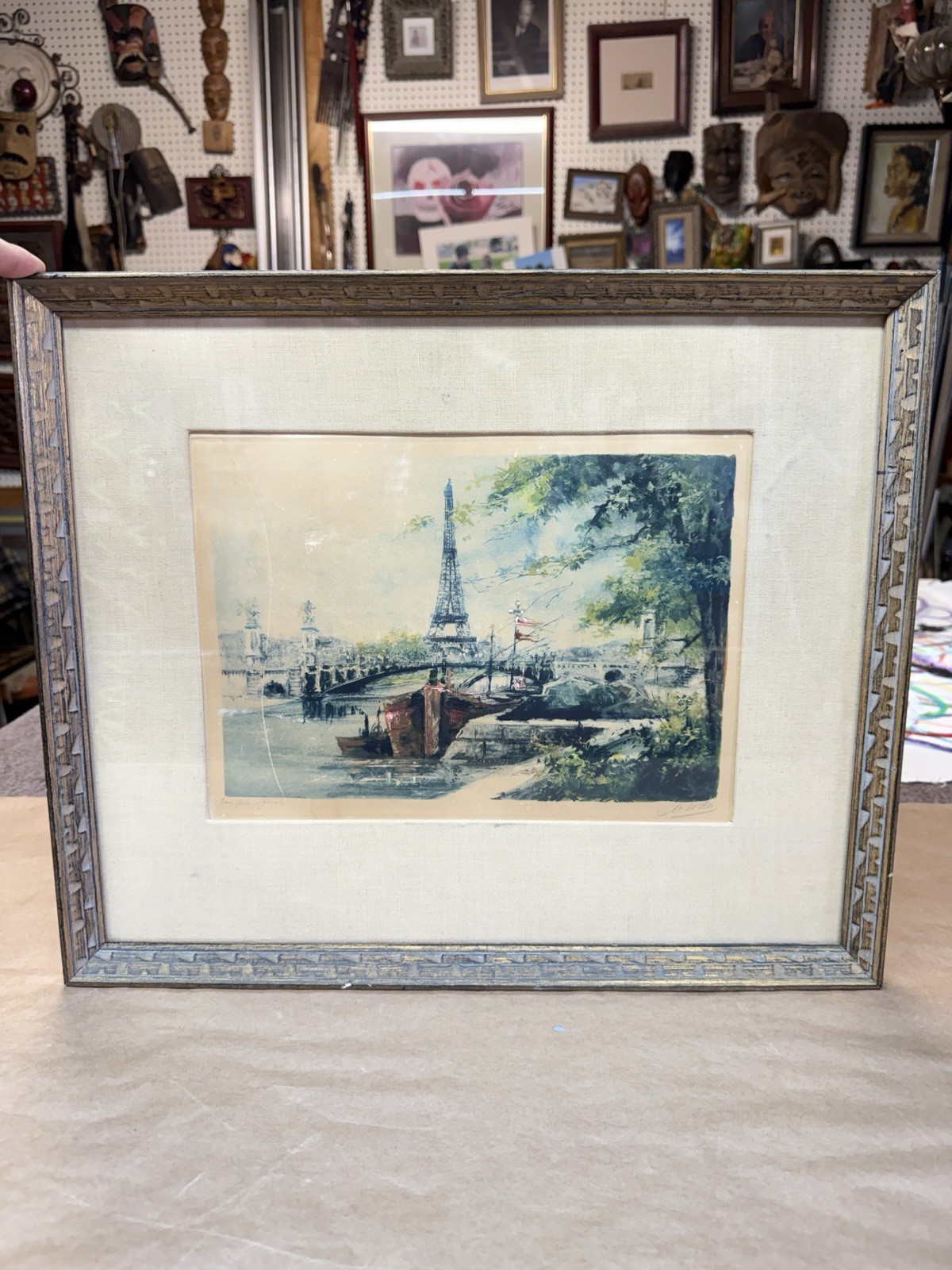 Vintage M. Beder Original Paris Etching Pont Alexandre III Eiffel Tower