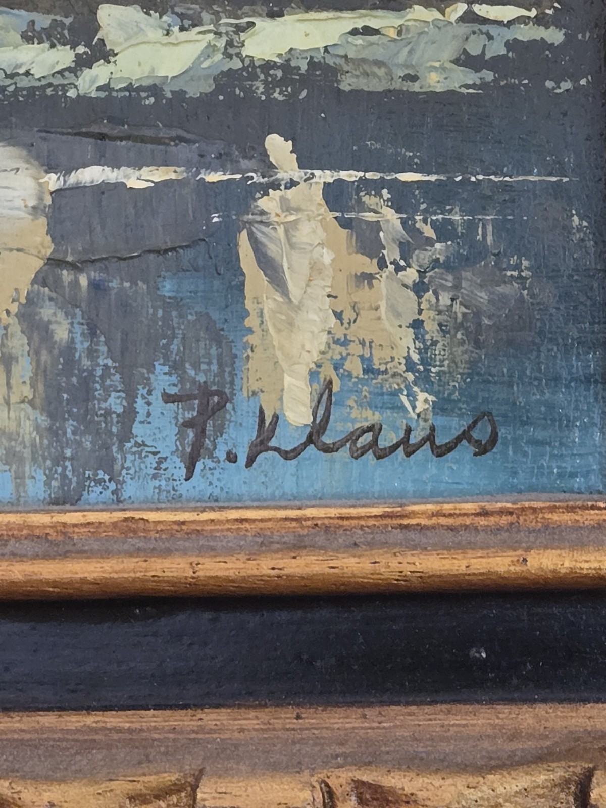Signed P Klaus Oil on Board Painting Windmill 13.5″x11.5″